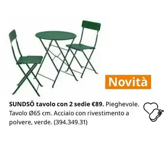 IKEA Sundsö tavolo con 2 sedie offerta