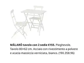 IKEA Mälarö tavolo con 2 sedie 80x62 cm offerta