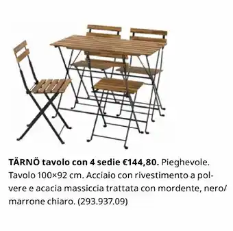 IKEA Tärnö tavolo con 4 sedie 100x92 cm offerta