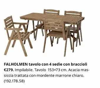 IKEA Falholmen tavolo con 4 sedie con braccioli 153x73 cm offerta