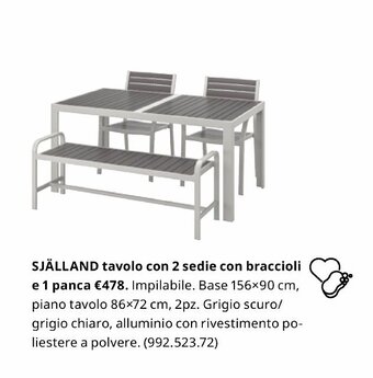 IKEA Själland tavolo con 2 sedie con braccioli e 1 panca offerta