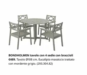 IKEA Bondholmen tavolo con 4 sedie con braccioli offerta