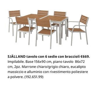 IKEA Själland tavolo con 6 sedie con braccioli offerta