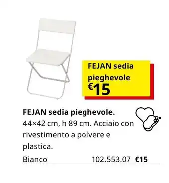 IKEA Fejan sedia pieghevole 44x42 cm, h 89 cm offerta