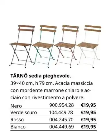 IKEA Tärnö sedia pieghevole 39x40 cm, h 79 cm offerta
