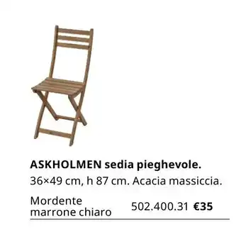 IKEA Askholmen sedia pieghevole 36x49 cm, h 87 cm offerta