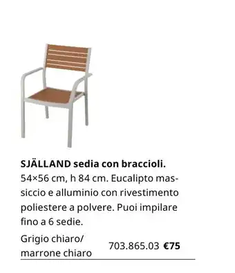 IKEA Själland sedie con braccioli 54x56 cm, h 84 cm offerta