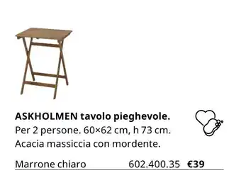 IKEA Askholmen tavolo pieghevole 60x62 cm, h 73 cm offerta
