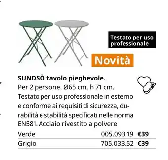 Sundsö tavolo pieghevole