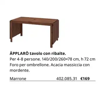 Äpplarö tavolo con ribalte