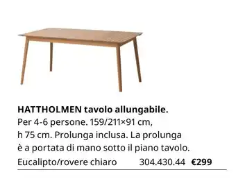 Hattholmen tavolo allungabile 159/211x91 cm