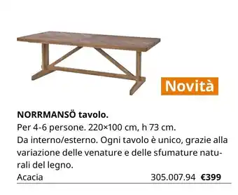 IKEA Norrmansö tavolo 220x100 cm, h 73 cm offerta