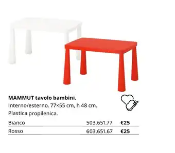 IKEA Mammut tavolo bambini 77x55 cm, h 48 cm offerta