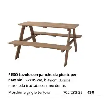 IKEA Resö tavolo con panche da picnic per bambini 92x89 cm, h 49 cm offerta