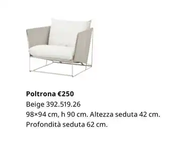 Poltrona 98x94 cm, h 90 cm