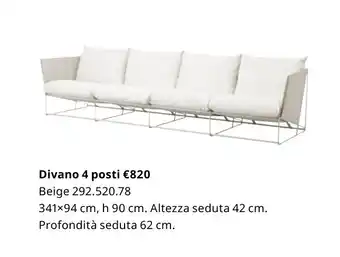 IKEA Divano 4 posti 341x94 cm, h 90 cm offerta