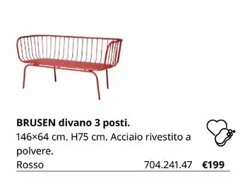 IKEA Brusen divano 3 posti 146x64 cm H75 cm offerta