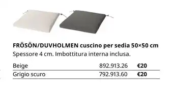 IKEA Frösön/Duvholmen cuscino per sedia 50x50 cm offerta