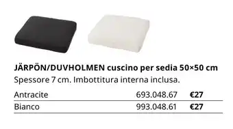 IKEA Järpön/Duvholmen cuscino per sedia 50x50 cm offerta