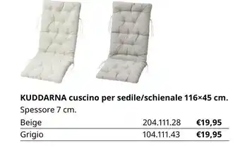 IKEA Kuddarna cuscino per sedile/schienale 116x45 cm offerta