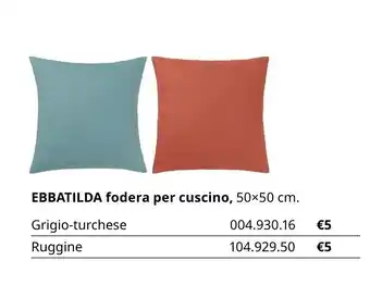 IKEA Ebbatilda fodera per cuscino, 50x50 cm offerta