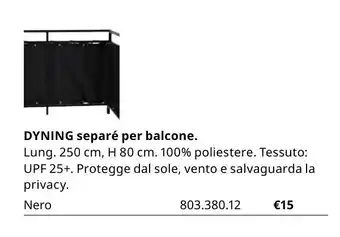 Dyning separé per balcone