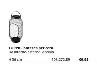IKEA Toppig lanterna per cero H 26 cm offerta