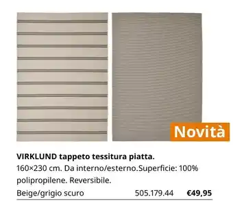 IKEA Virklund tappeto tessitura piatta 160x230 cm offerta