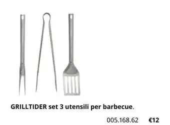 IKEA Grilltider set 3 utensili per barbecue offerta