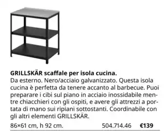 IKEA Grillskär scaffale per isola cucina 86x61 cm, h 92 cm offerta