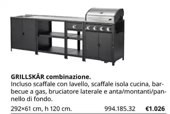 IKEA Grillskär combinazione 292x61 cm, h 120 cm offerta