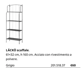 Läckö scaffale 61x32 cm, h 160 cm