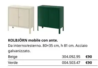 Kolbjörn mobile con ante 80x35 cm, h 81 cm