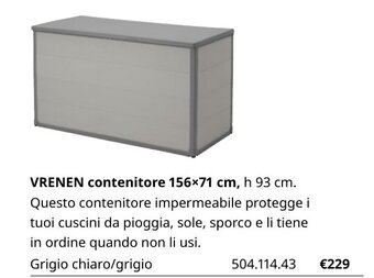 Vrenen contenitore 156x71 cm, h 93 cm
