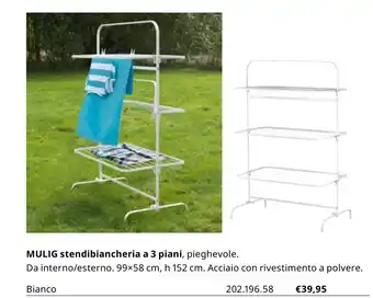IKEA Mulig stendibiancheria a 3 piani, pieghevole 99x58 cm, h 152 cm offerta