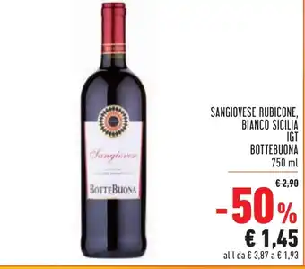 Conad Bottebuona Sangiovese Rubicone, Bianco Sicilia Igt 750ml offerta