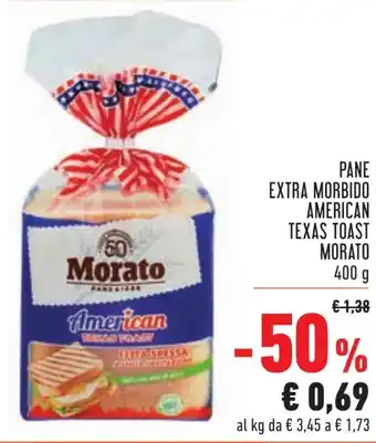 Conad Morato Pane Extra Morbido American Texas Toast 400g offerta