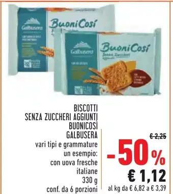 Conad Galbusera Biscotti Senza Zuccheri Aggiunti Buonicosì 330g offerta