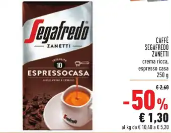Conad Segafredo Zanetti Caffè 250g offerta