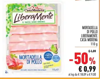 Conad Casa Modena Mortadella di Pollo Liberamente 110g offerta