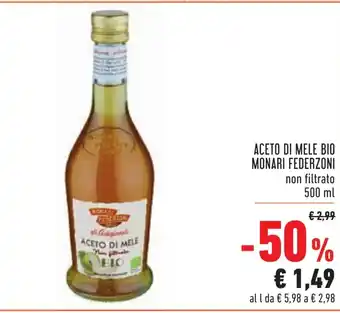Conad Monari Federzoni Aceto di Mele Bio 500ml offerta