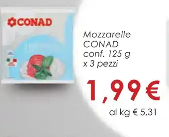 Conad Conad Mozzarelle conf. 125g x 3 pezzi offerta