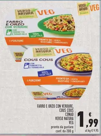 Conad Conad Verso Natura Veg Farro e Orzo con Verdure, Cous Cous offerta