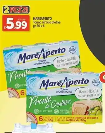 Carrefour Market Mare Aperto Tonno al'olio di oliva 60 gr x 6 offerta