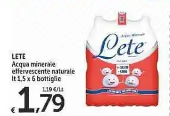 Carrefour Market Lete Acqua Minerale Effervescente Naturale 1,5lt x 6 bottiglie offerta