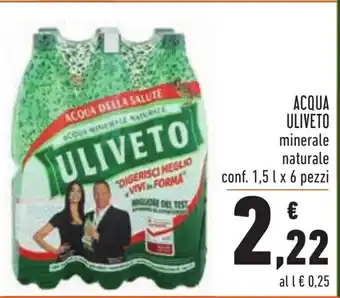 Conad Uliveto Acqua Minerale Naturale 1,5L x 6 pezzi offerta