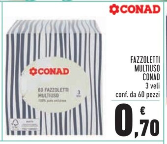 Conad Conad Fazzoletti Multiuso 3 veli 60 pezzi offerta