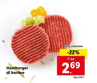 Lidl Hamburger di bovino 400g offerta