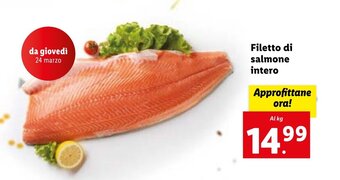 Lidl Filetto di salmone intero offerta
