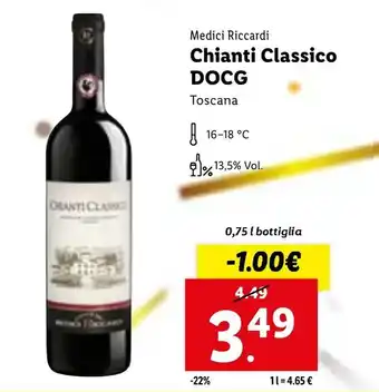 Lidl Medici Riccardi Chianti Classico DOCG 0,75 L offerta